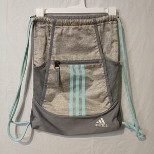 Adidas Drawstring Backpack Gray And Teal